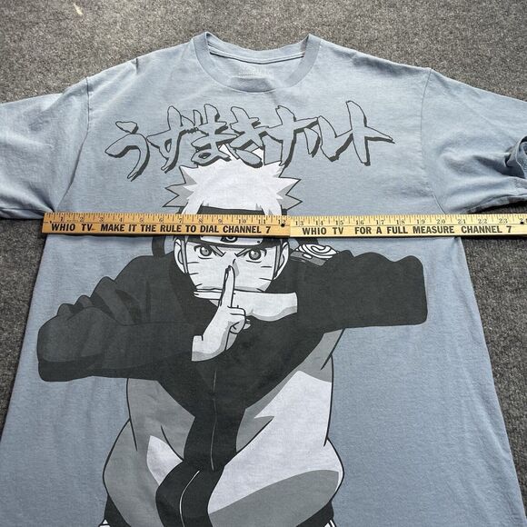 Naruto Shirt Mens Large Shippuden Oversized Naruto Kanji Men's Blue Fog 2002 - Picture 10 of 14